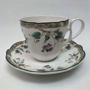 Noritake Primachina Le Parc Cup & Saucer Set White Floral Green Multi-color 9421